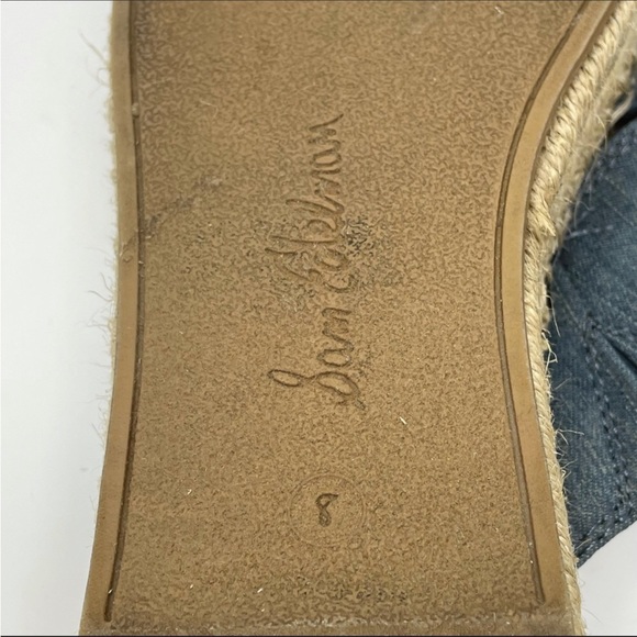 Sam Edelman | Natty Blue Chambray Platform Espadrille Slide Sandals - Picture 7 of 7